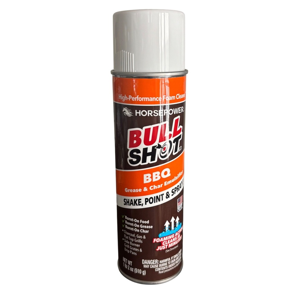 Horsepower Bull Shot BBQ Grease & Char Emulsifier Foaming Grill‎ Cleaner 18oz
